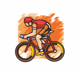 Fototapeta premium Cyclist Racing on a Road Bike with Speed on an Energetic Background