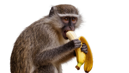 Monkey eating a peeled banana © Anna