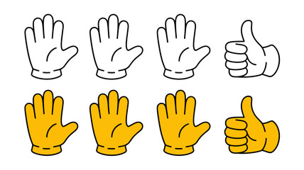 Obraz premium Flat design hand gestures stop thumbs up open palm icons set