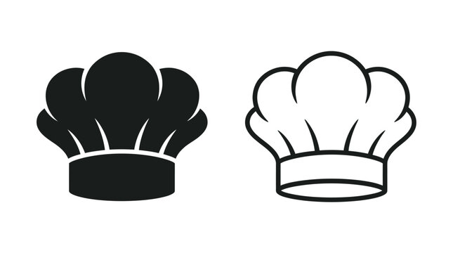 Chef s hat silhouettes black and white vector illustration