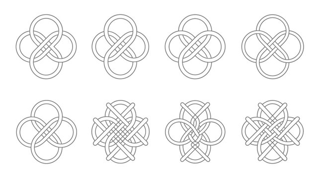 Intricate mathematical knot and link diagrams with increasing complexity