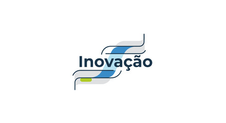Obraz premium Inovacao word with abstract flowing lines logo on white background Vector