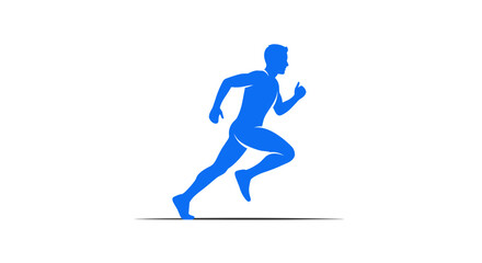 Fototapeta premium Blue silhouette of a man running on a white background with a shadow effect Vector