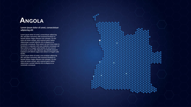 Map of Angola. Digital dot map highlighting the country's most important cities.