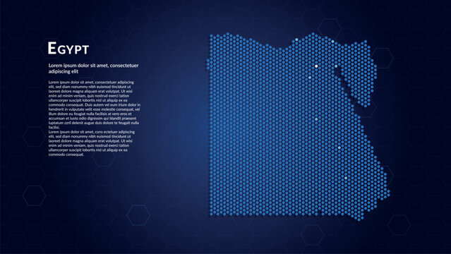 Map of Egypt. Digital dot map highlighting the country's most important cities.
