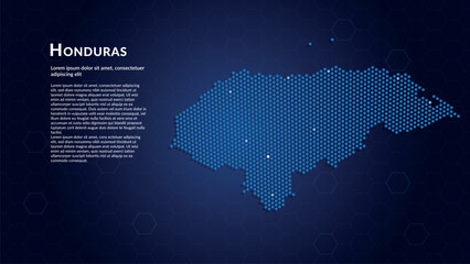 Map of Honduras. Digital dot map highlighting the country's most important cities. © Planet Caravan