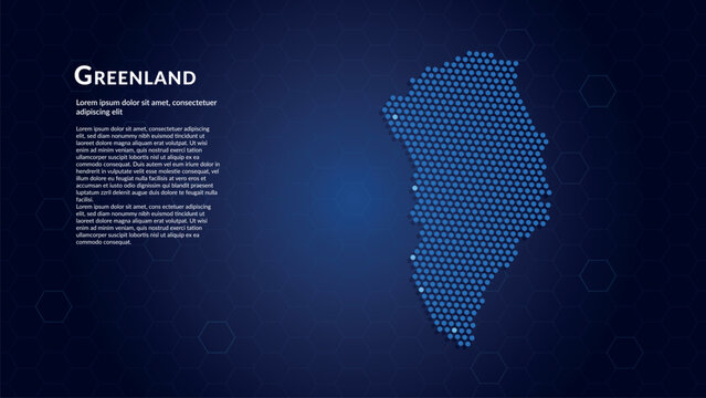 Map of Greenland. Digital dot map highlighting the country's most important cities.