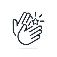 Obraz premium Hands clapping in celebration with a sparkling star icon, symbolizing success and recognition.