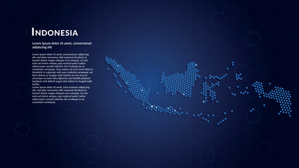 Map of Indonesia. Digital dot map highlighting the country's most important cities. © Planet Caravan