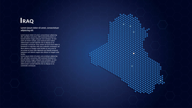 Map of Iraq. Digital dot map highlighting the country's most important cities.