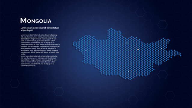 Map of Mongolia. Digital dot map highlighting the country's most important cities.