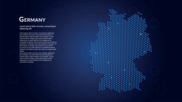 Map of Germany. Digital dot map highlighting the country's most important cities.