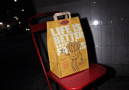 Kraft Paper Takeaway Bag Mockup