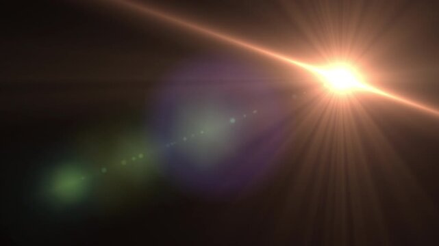 Bright golden lens flare overlay with cinematic sunlight effect and glowing reflections, ideal for luxury branding videos, movie intros, and visual effects editing.