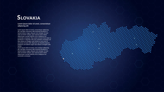 Map of Slovakia. Digital dot map highlighting the country's most important cities.