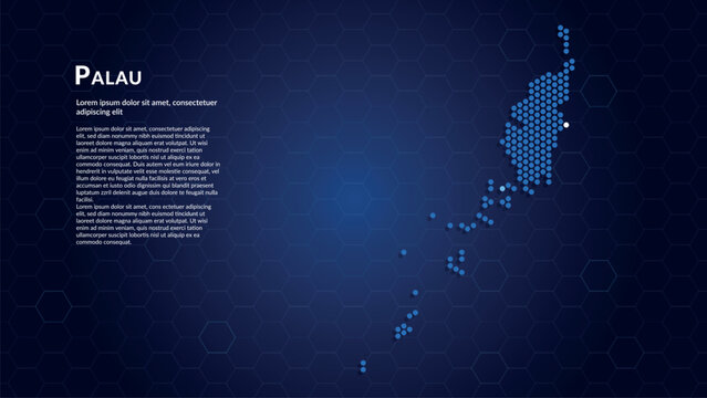 Map of Palau. Digital dot map highlighting the country's most important cities.