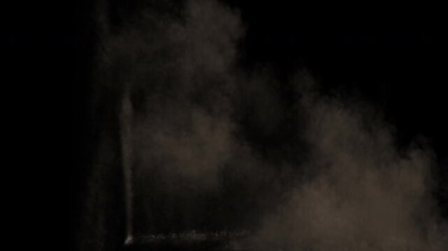 Realistic smoke plume from a detonation or blast effect isolated on black.