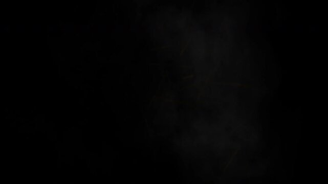 Gun Muzzle Flash Fire FX with Smoke Animation Isolated on Black Background