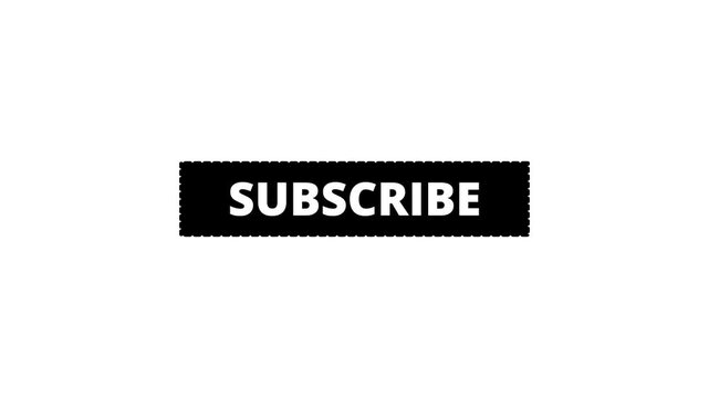 Modern subscribe button animation with clean black and white design for video overlays, transitions, promos, and broadcast projects, ready to use, alpha channel