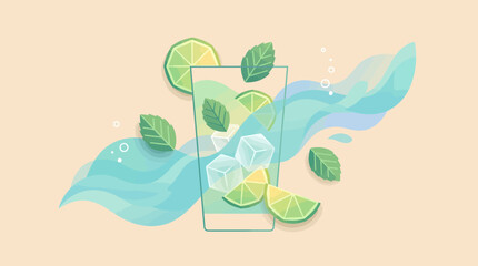 Naklejka premium Minimal Abstract Mojito Tropical Background