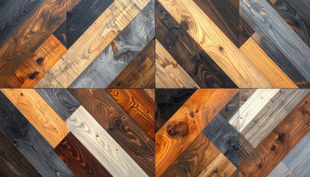 Rustic Wood Panel Pattern with Geometric Herringbone Design.