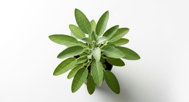 Robust Echter Salbei plant with velvety green leaves thriving in a bright garden setting. Essential culinary and medicinal herb, seasoning, true sage, fragrance