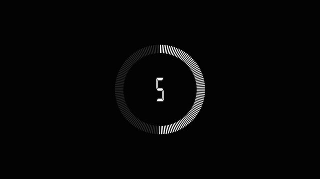 Digital countdown timer 9 to 1 on black background.4k video