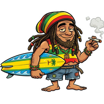 Jamaican man smoke illustration