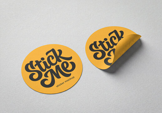Yellow Round Sticker Mockup
