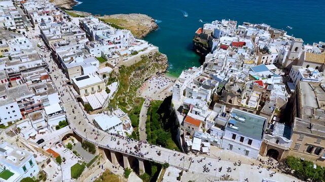 View of Polignano a Mare, a town in the Metropolitan City of Bari, Apulia, Italy, located on the Adriatic Sea