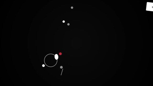 Clean modern animation of minimalist geometric shapes with dots lines and circles moving on black background