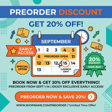 Preorder Discount Preorder Offer With Calendar With Clock