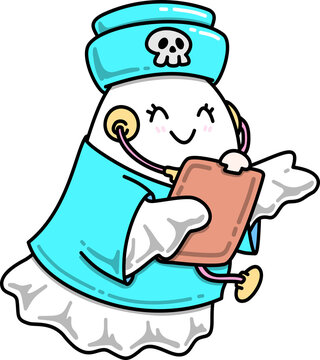 Cute Ghost Nurse Character Cartoon