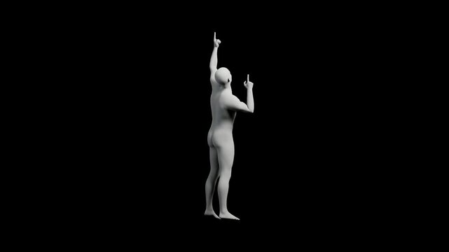 3D figure model gesturing confidently