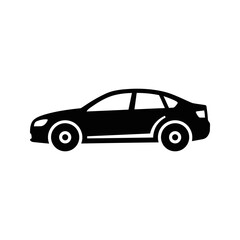 Obraz premium Minimalist side view car icon in flat design isolated on transparent background
