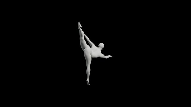 360 Turntable Rotation of Figure Model on Black Background