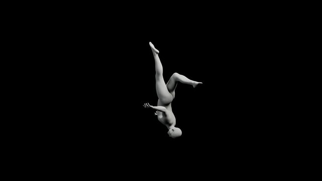 360 Turntable Rotation of a Figure Model on Black Background