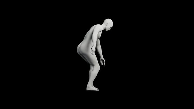Mannequin figure standing against black backdrop