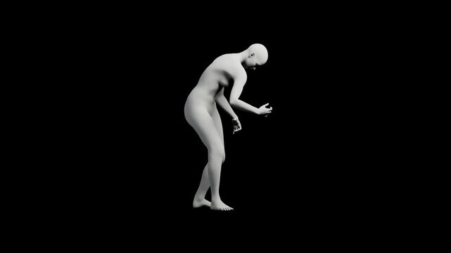 Mannequin leaning on black background
