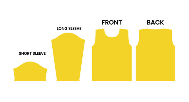 Plain yellow clothing sewing pattern layout vector template