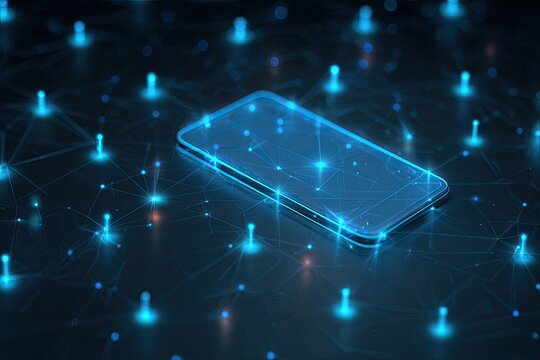A luminous smartphone surrounded by a network of glowing digital connections