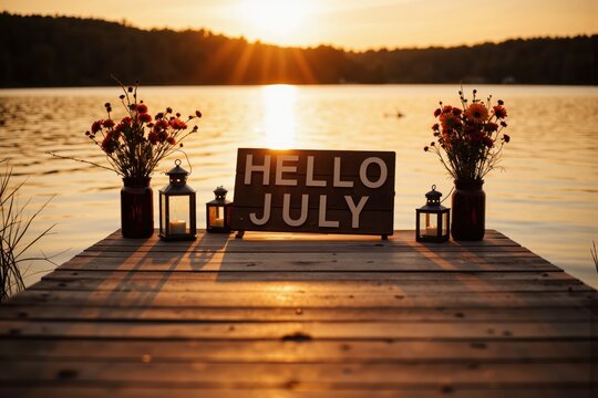 hello july wedding sign