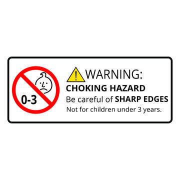 Choking Hazard Sharp Edge Warning Label for Children's Product Safety Compliance Packaging and Age Restriction Notices