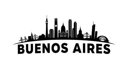 Fototapeta premium Iconic Buenos Aires skyline silhouette featuring famous landmarks and architectural diversity representing Argentina's vibrant