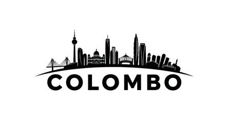 Obraz premium Stylized skyline silhouette of Colombo featuring iconic landmarks and modern skyscrapers emphasizing urban landscape and vibrant