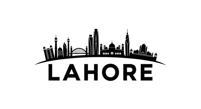 Silhouette of Lahore city skyline featuring iconic structures and urban landscape elements illustrating architectural diversity