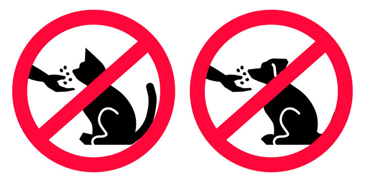 "Do not feed stray dogs and feral cats" signage / icon