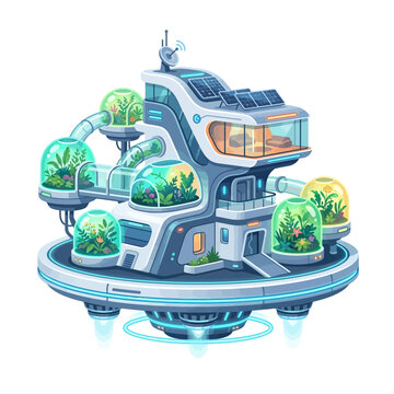Futuristic eco-friendly habitat illustration