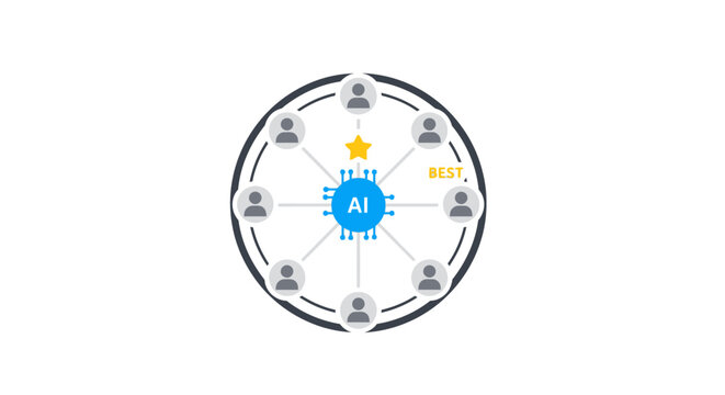 A digital illustration showing a central hub connected to multiple user icons