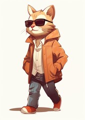 Naklejka premium Cat cartoon sunglasses outerwear.